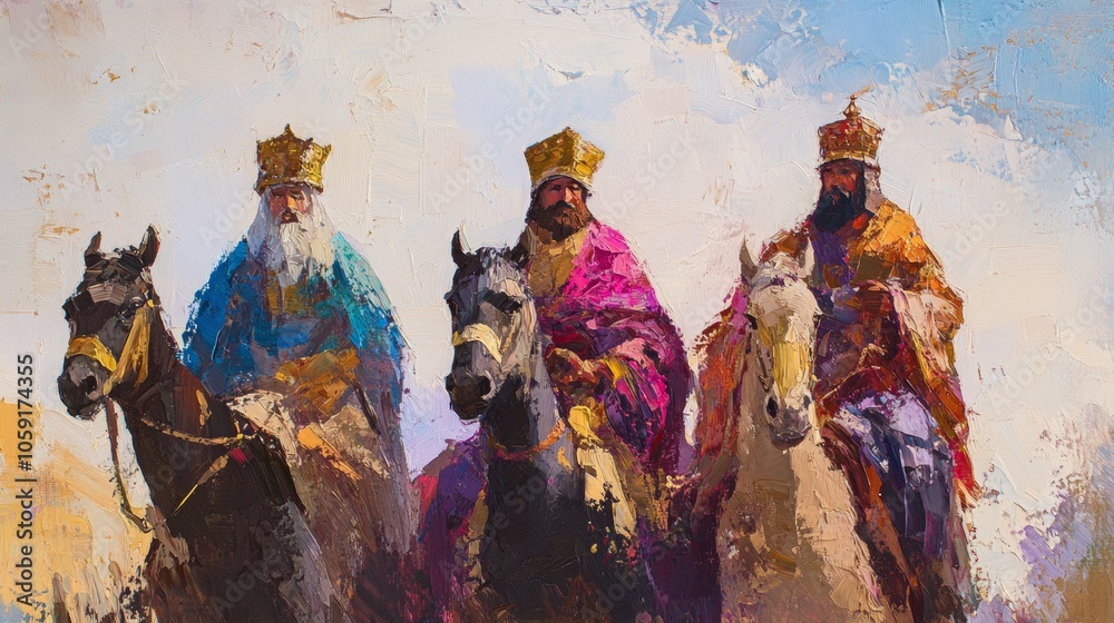 Fototapeta premium acrylic painting of the 3 wise men. religion concept