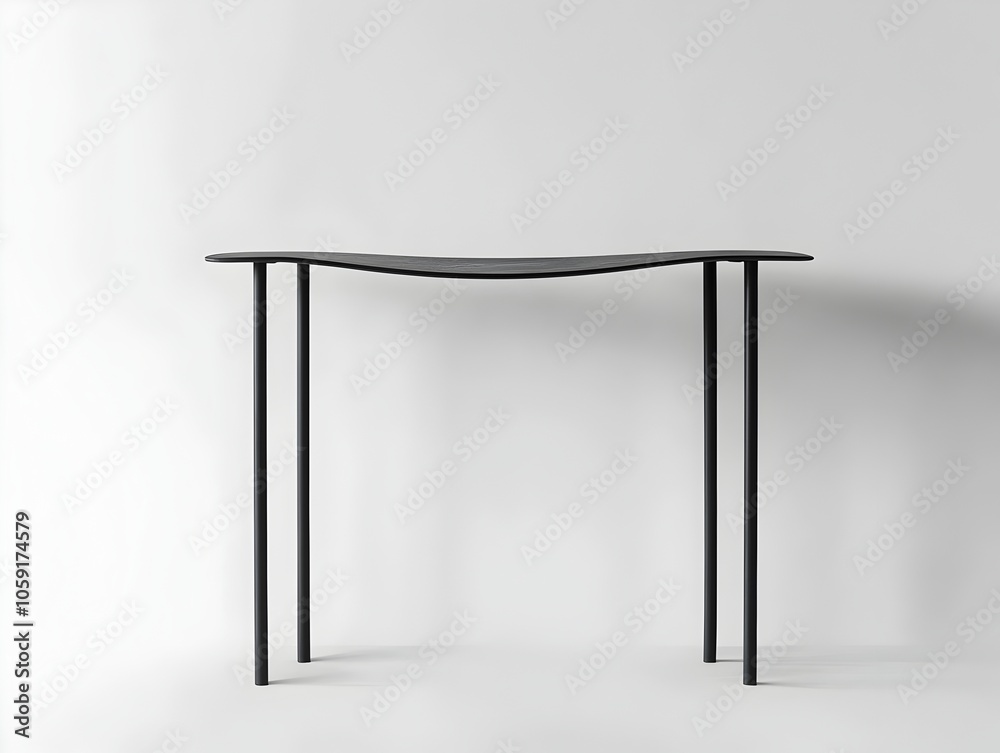 Sleek Black Metal Table Against Pure White Background for Minimalist Product Display Sleek Black Metal Table Against Pure White Background for Minimalist Product Display