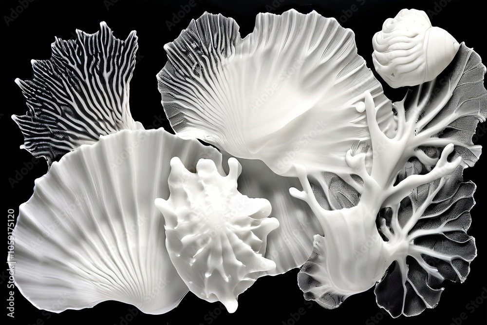  photogram shells and seaweed a black and white photogram of var