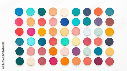 A vibrant array of circular color palettes showcasing a spectrum of shades, perfect for creative projects and design inspiration.