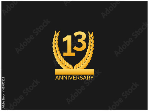 Years anniversary gold logo template for celebration event, company, greeting, invitation, business.