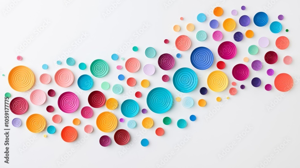 Vibrant composition of colorful circles arranged artfully on a white background, ideal for creative projects and designs. Vibrant composition of colorful circles arranged artfully on a white background, ideal for creative projects and designs.
