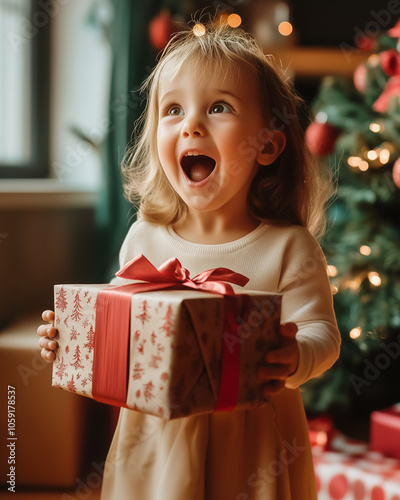 A delighted young child wit...