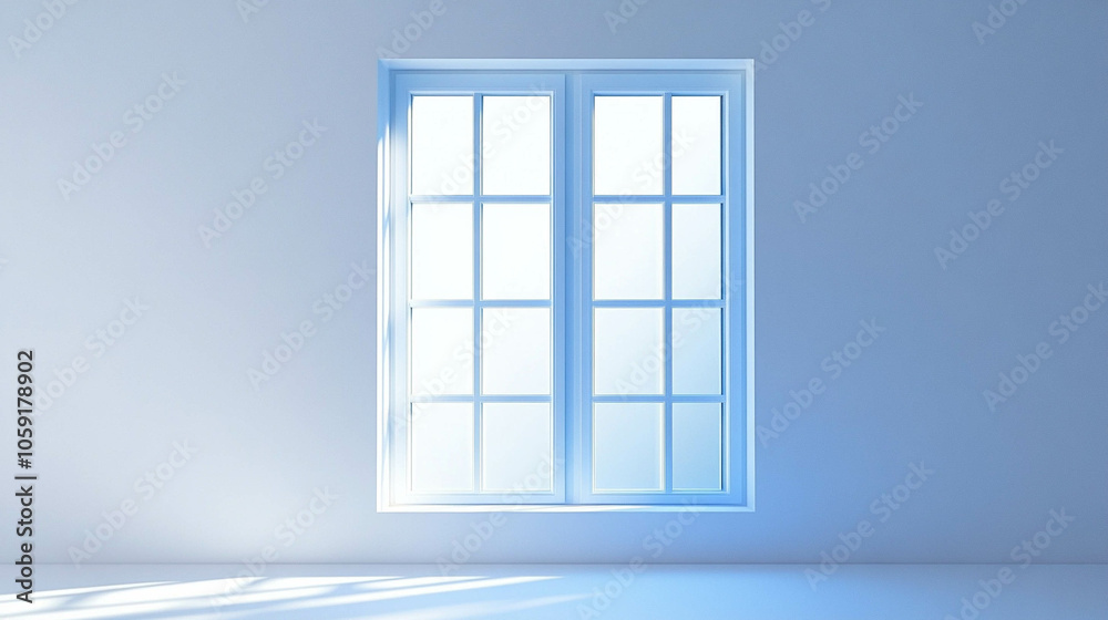 A bright window frame in light colors A bright window frame in light colors