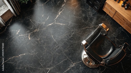 A flat lay of assorted grooming and beauty tools arranged on a textured dark ...