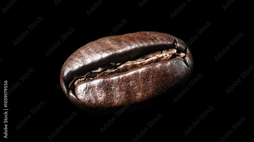 Close-up of a Single Coffee Bean on Black Background Close-up of a Single Coffee Bean on Black Background