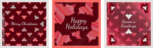 Pink and Burgundy abstract nature-inspired christmas card concept design