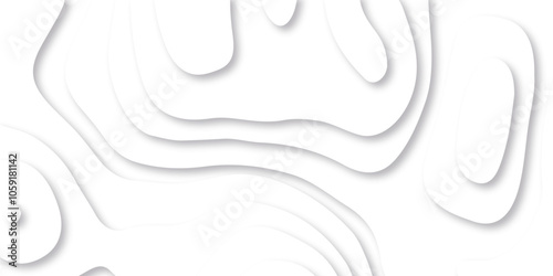 Abstract white and black papercut with lines. Background of the topographic map. White wave paper curved reliefs abstract background. Realistic papercut decoration textured with wavy layers.