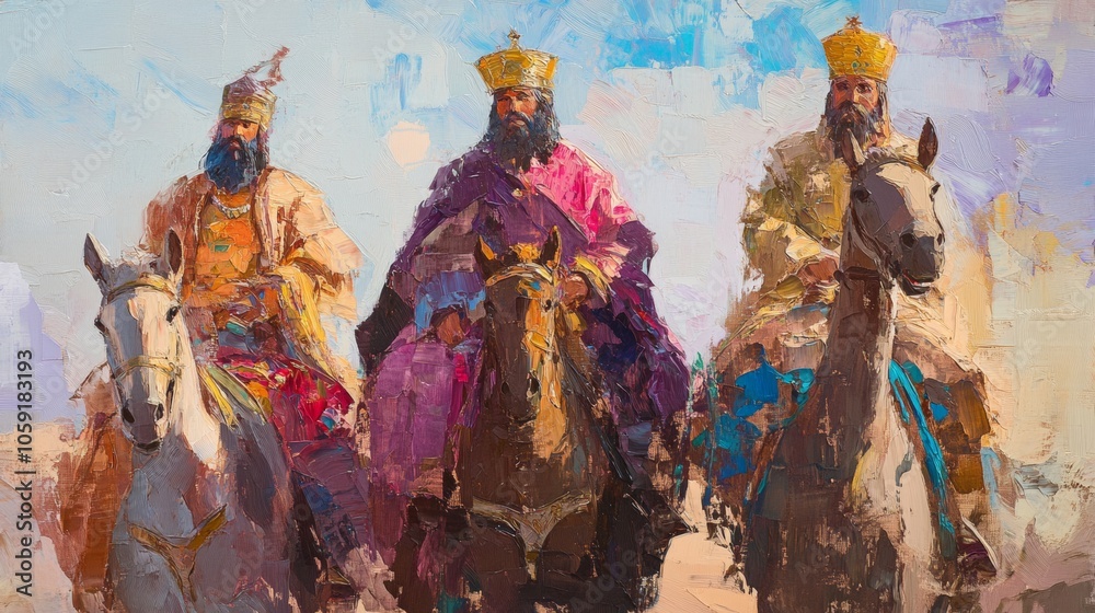 Fototapeta premium acrylic painting of the 3 wise men. religion concept