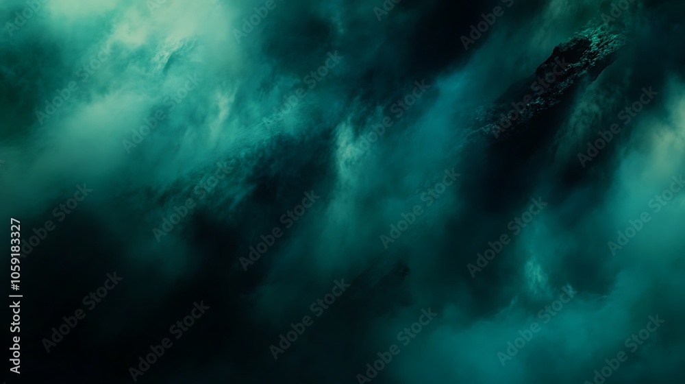 Obraz premium Abstract Teal Fog Subtle Blur Background with Space for Custom Text
