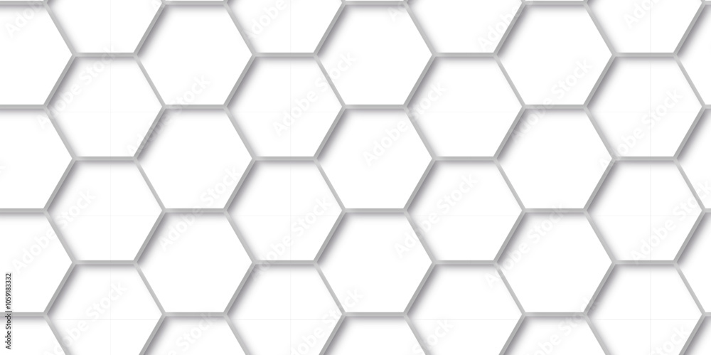 	
Hexagon background technology texture. Abstract hexagonal mesh cell Surface polygon pattern with glowing hexagon paper texture and futuristic business. Abstract honeycomb mosaic white background.