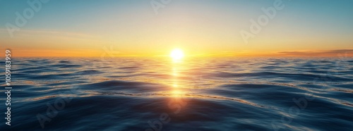 Beautiful sunset over the ocean showcasing vibrant colors and calming waves i...