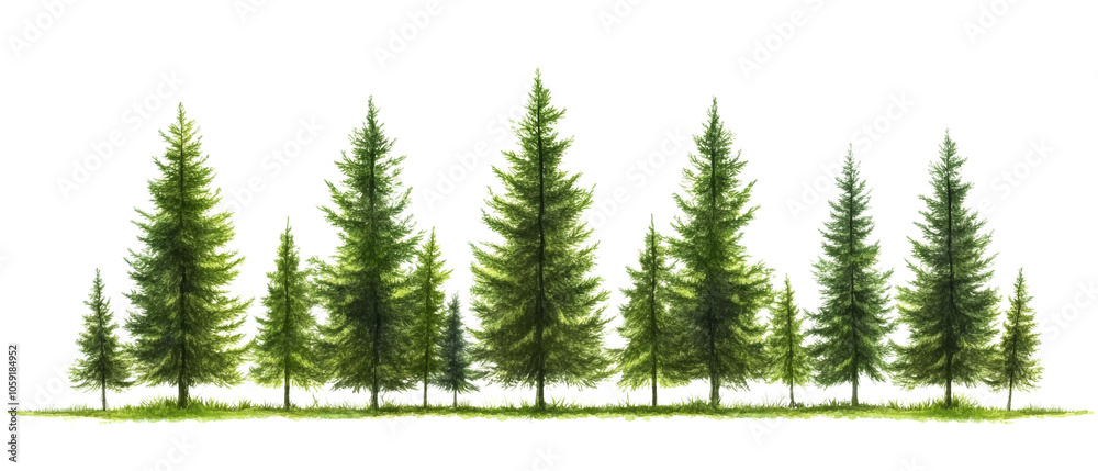 Green trees in the forest isolated PNG Green trees in the forest isolated PNG