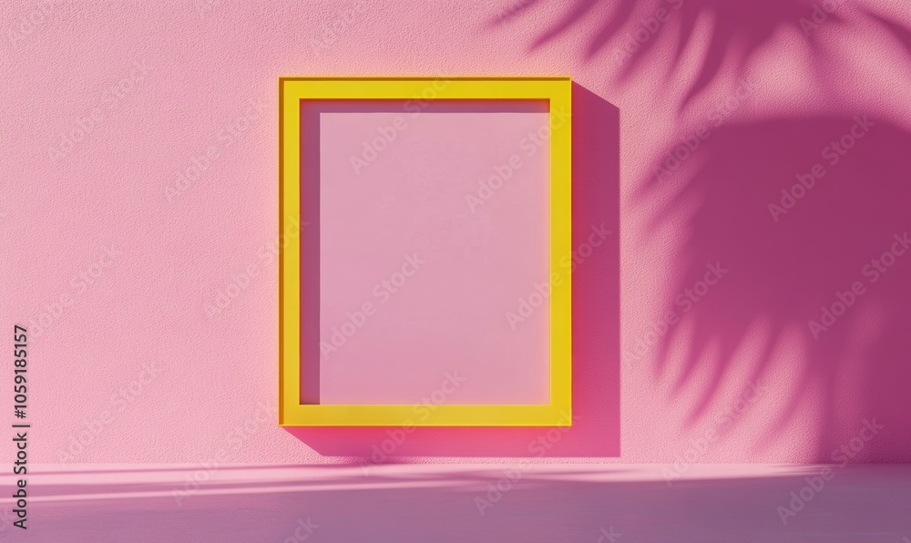 Yellow Frame on Pink Wall.