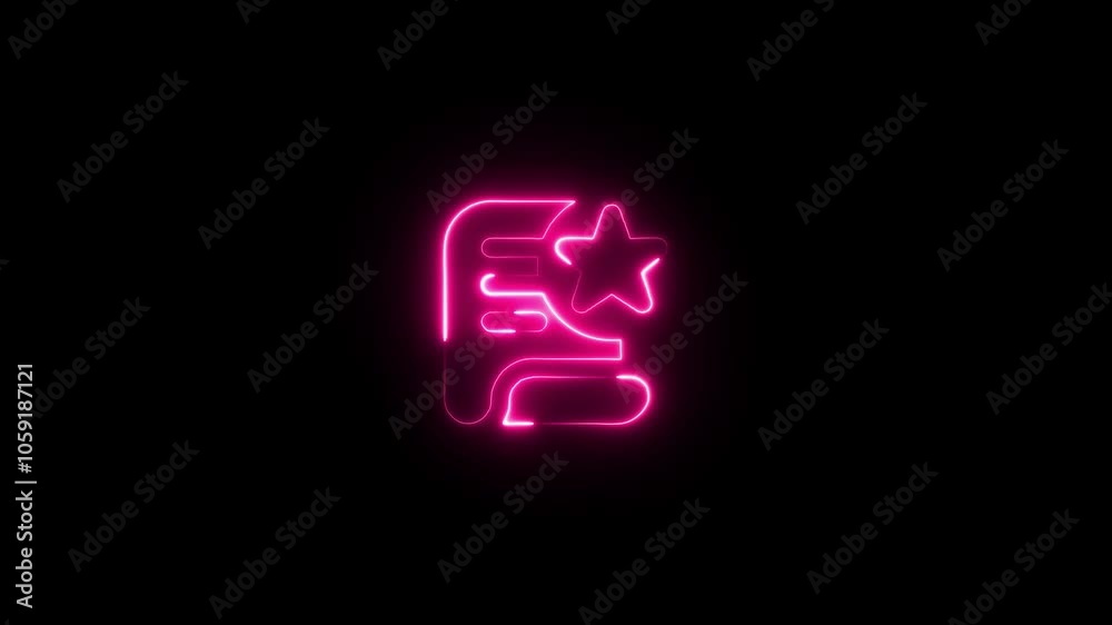 Abstract neon glowing notebook icon animation on background. Abstract neon glowing notebook icon animation on background.