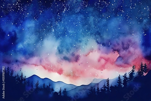 starry sky gradient watercolor stars over a sky that transitions