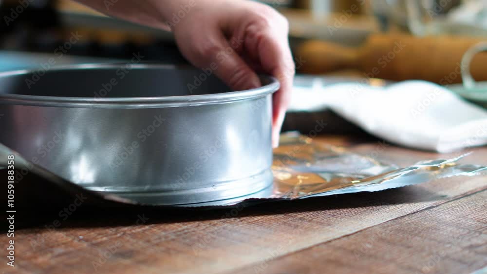 Baking a caramel apple cheesecake with pecans in the kitchen. Using a family recipe to bake a delicious cheesecake for a rustic birthday party. Baking a caramel apple cheesecake with pecans in the kitchen. Using a family recipe to bake a delicious cheesecake for a rustic birthday party.