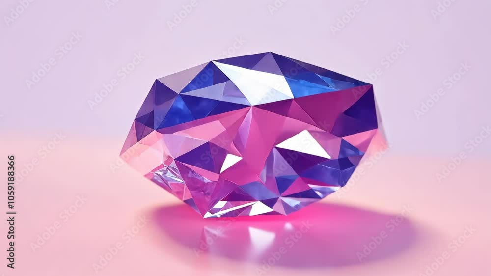 Vibrant Pink Diamond With Prism Effect on Soft Pastel Background Perfect for Luxury Jewelry and Design Concepts Vibrant Pink Diamond With Prism Effect on Soft Pastel Background Perfect for Luxury Jewelry and Design Concepts
