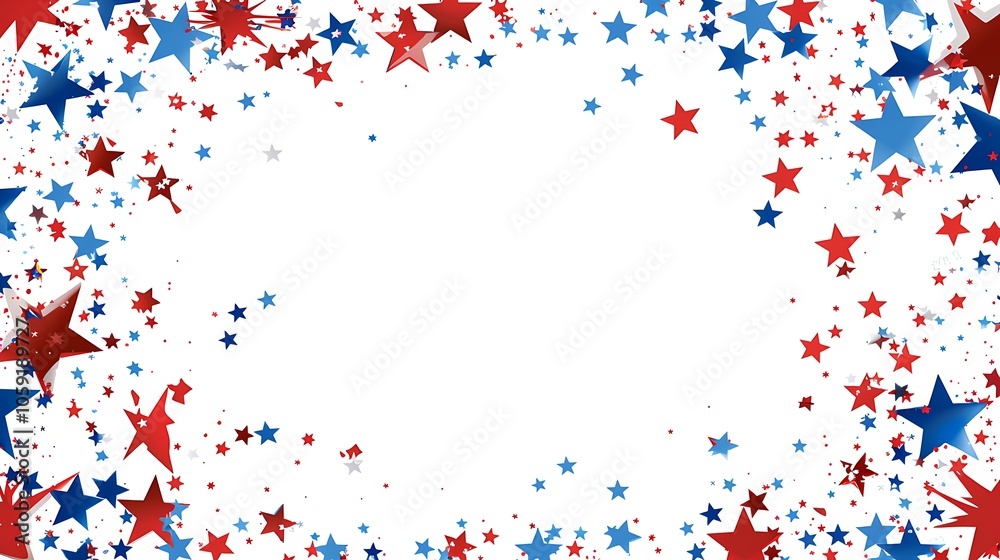 A festive border of red, white, and blue stars on a white background, perfect for celebrations.