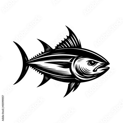 Tuna fish silhouette vector, Fish silhouette vector, Black fish icon silhouette illustration