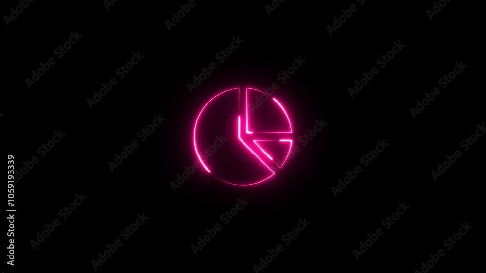 Neon Pie Chart Patterns - Dynamic Data Display, This stock video features a striking grid of neon pie charts, ideal for adding a vibrant, modern twist