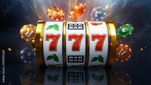 Wallpaper Mural Exciting Slot Machine with Chips and Jackpot Symbols Torontodigital.ca