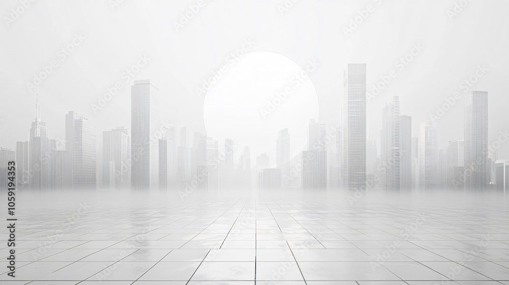 Urban Illusion: Commercial CBD Skyline with Exhibition Platforms and E-Commerce Under a Bright Sun Urban Illusion: Commercial CBD Skyline with Exhibition Platforms and E-Commerce Under a Bright Sun