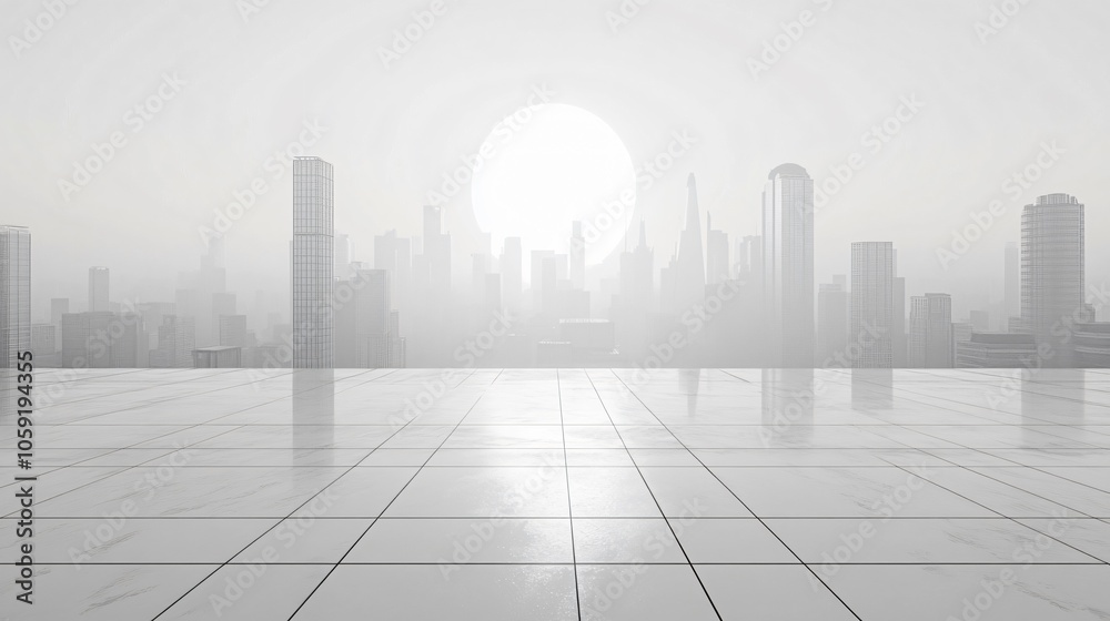 Urban Illusion: Commercial CBD Skyline with Exhibition Platforms and E-Commerce Under a Bright Sun Urban Illusion: Commercial CBD Skyline with Exhibition Platforms and E-Commerce Under a Bright Sun