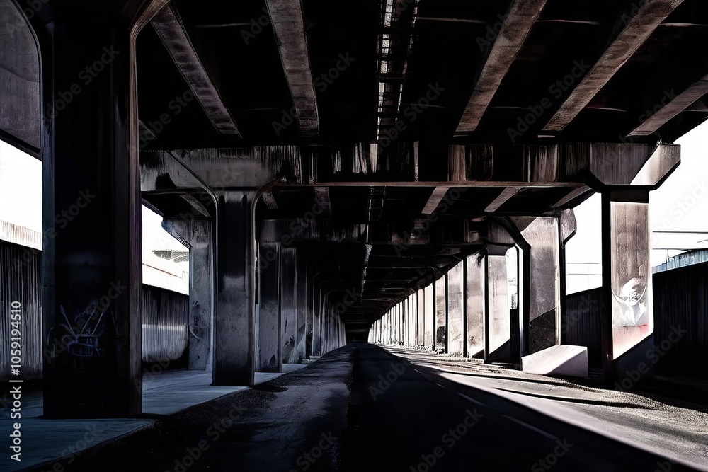 urban underpass explore the graphic lines and shadows of a road urban underpass explore the graphic lines and shadows of a road