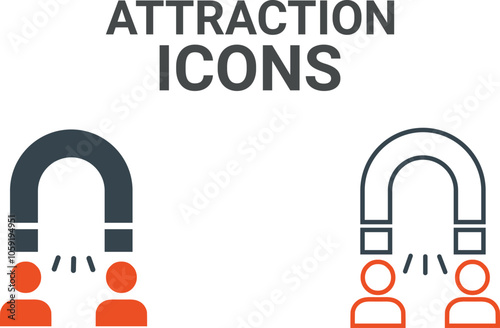 customer retention, attraction line icon with magnet