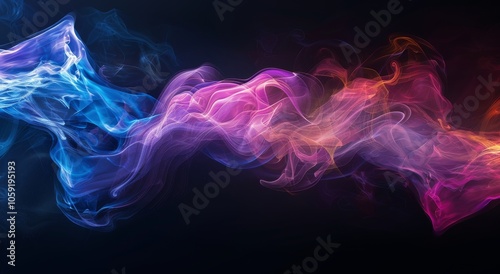 Abstract Colorful Smoke Swirls on Dark Background