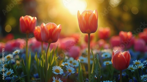 Bunch of Flowers Growing in Grass