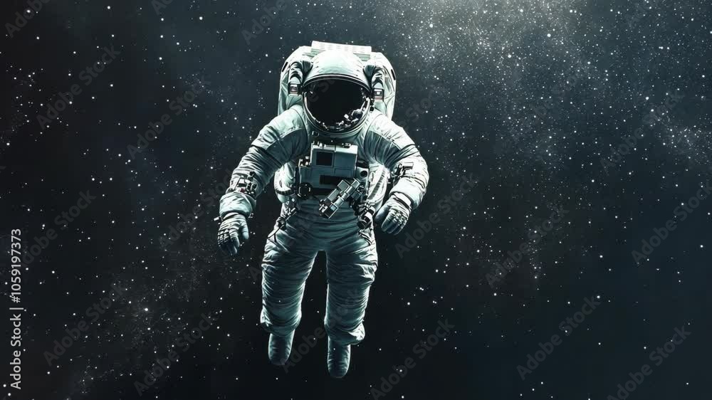 An astronaut floats in space, surrounded by a field of stars An astronaut floats in space, surrounded by a field of stars
