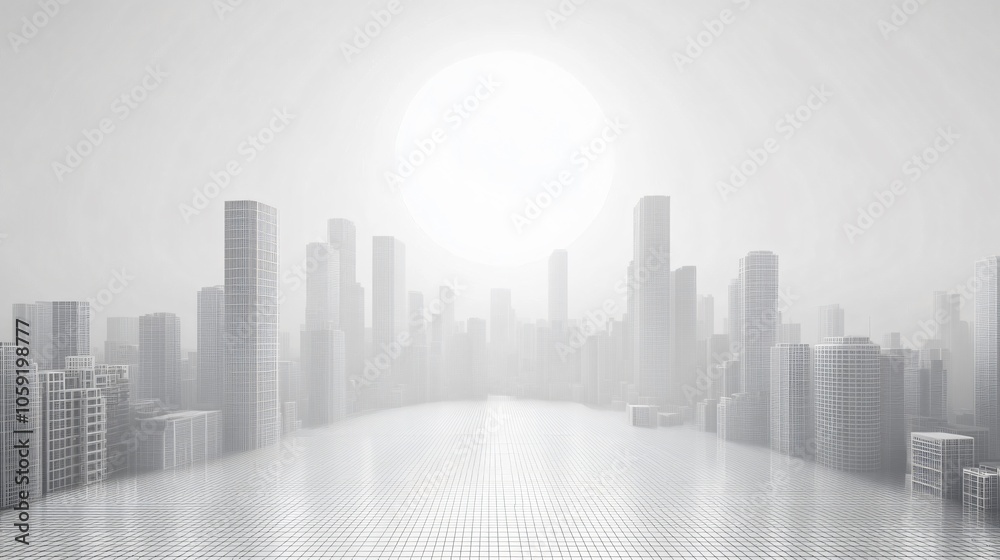 Urban Illusion: Commercial CBD Skyline with Exhibition Platforms and E-Commerce Under a Bright Sun Urban Illusion: Commercial CBD Skyline with Exhibition Platforms and E-Commerce Under a Bright Sun