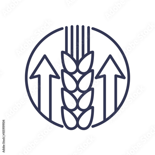 Wheat symbol with upward arrows, representing energy boost from carbohydrates.