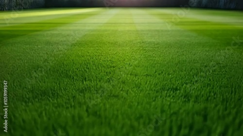 A close-up view of freshly cut green grass on a sunny day