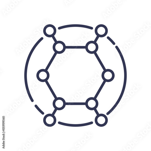 Hexagonal molecular structure symbolizing chemical bonds and molecular composition.