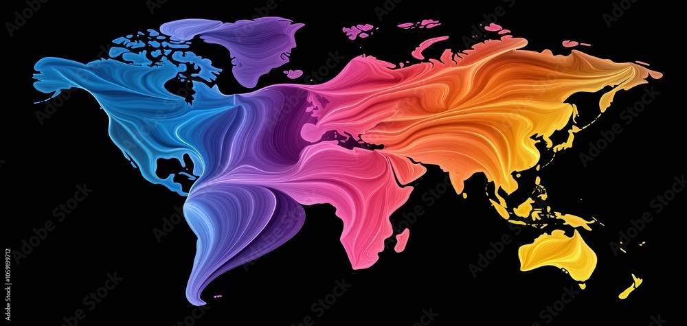 Obraz premium World map with bright digital network, ideal for themes of globalization, international connectivity, and digital information flow