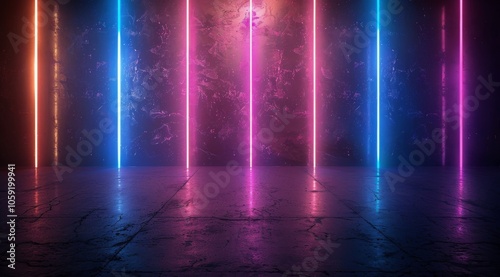 Abstract Neon Lights Background With Pink And Blue Fog