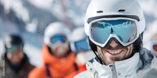 Ski Goggles on Snow With Sun Shining