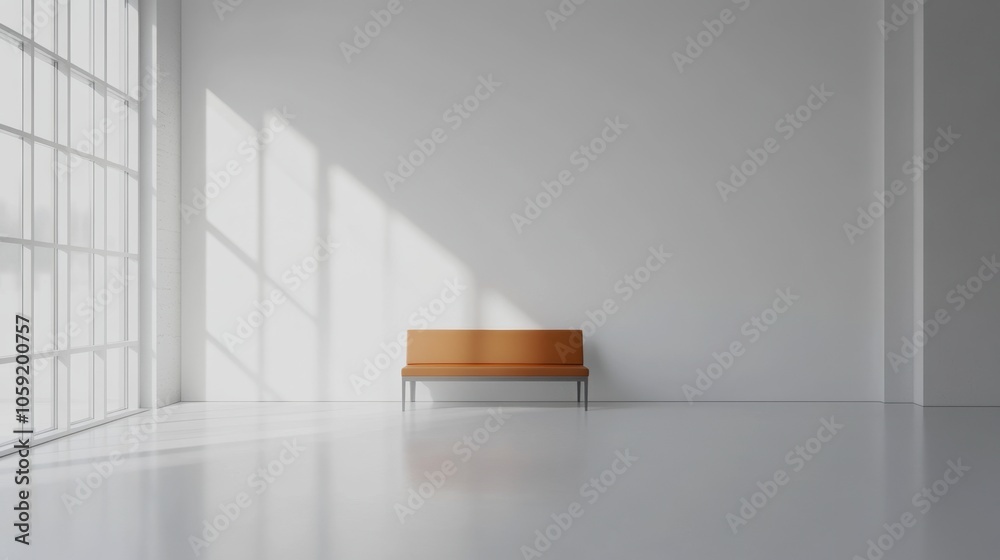 Fototapeta premium Minimalist Interior with Bench and Natural Light