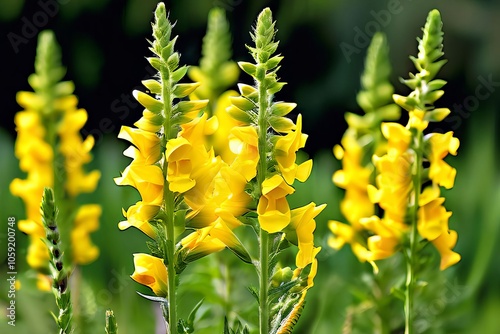 yellow snapdragon tall spikes with bright yellow flowers