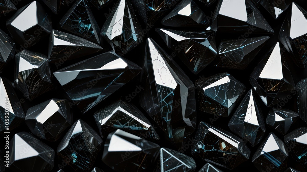 a cluster of obsidian crystals, their sharp edges and dark, reflective surfaces creating a dramatic and visually striking scene. a cluster of obsidian crystals, their sharp edges and dark, reflective surfaces creating a dramatic and visually striking scene.