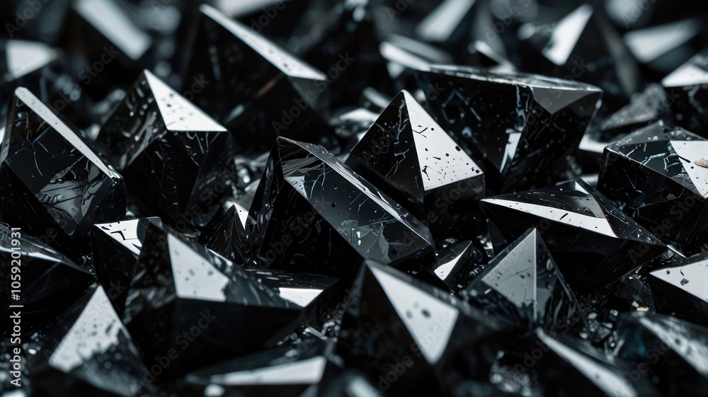 a cluster of obsidian crystals, their sharp edges and dark, reflective surfaces creating a dramatic and visually striking scene. a cluster of obsidian crystals, their sharp edges and dark, reflective surfaces creating a dramatic and visually striking scene.