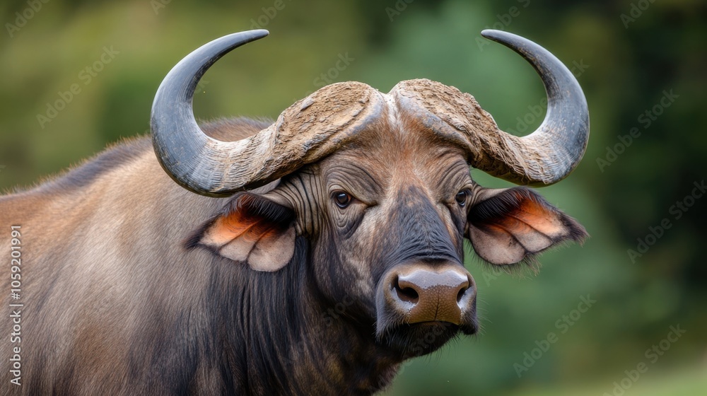 Majestic Buffalo with Distinctive Horns in Nature Majestic Buffalo with Distinctive Horns in Nature