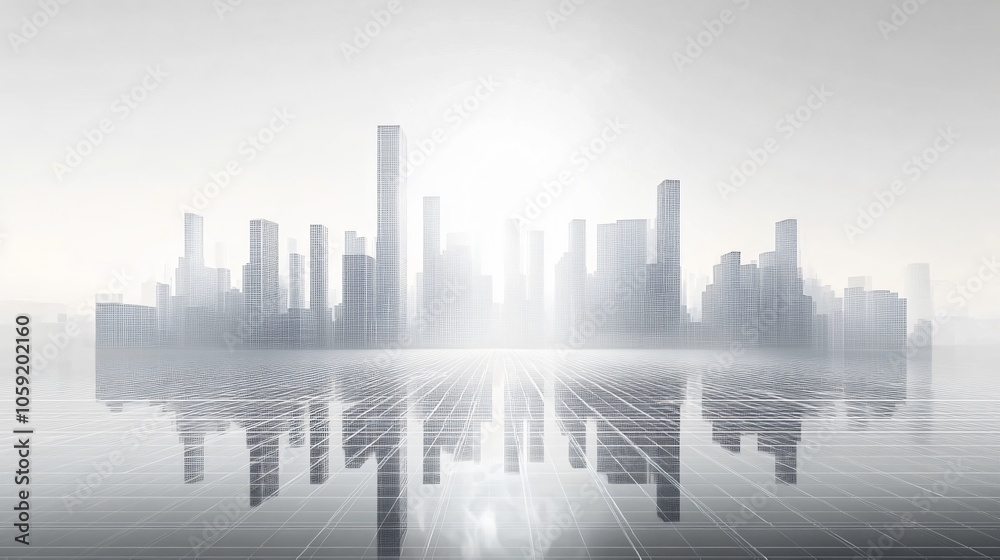 Urban Illusion: Commercial CBD Skyline with Exhibition Platforms and E-Commerce Under a Brilliant Sun Urban Illusion: Commercial CBD Skyline with Exhibition Platforms and E-Commerce Under a Brilliant Sun