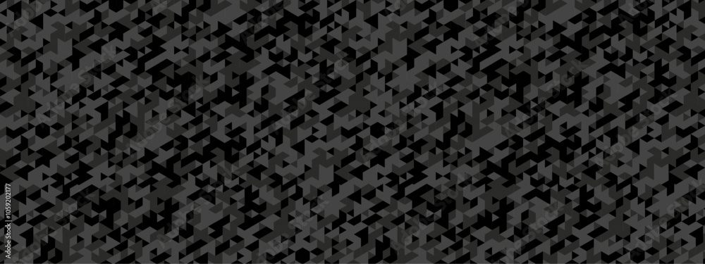 Seamless geometric pattern square shapes low polygon backdrop background. Abstract geometric wall tile and metal cube background triangle wallpaper. Black polygonal background.