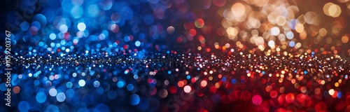 Blue And Red Bokeh Lights Background With Glitter