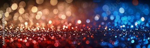 Blue And Red Bokeh Lights Background With Glitter