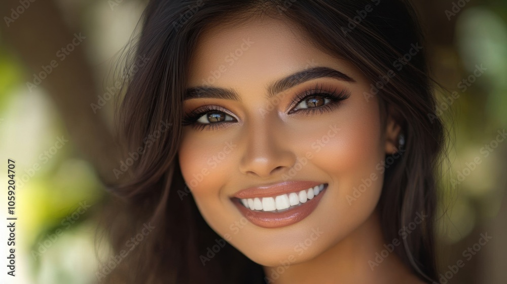 Beautiful Young Woman with Radiant Smile Outdoors Beautiful Young Woman with Radiant Smile Outdoors